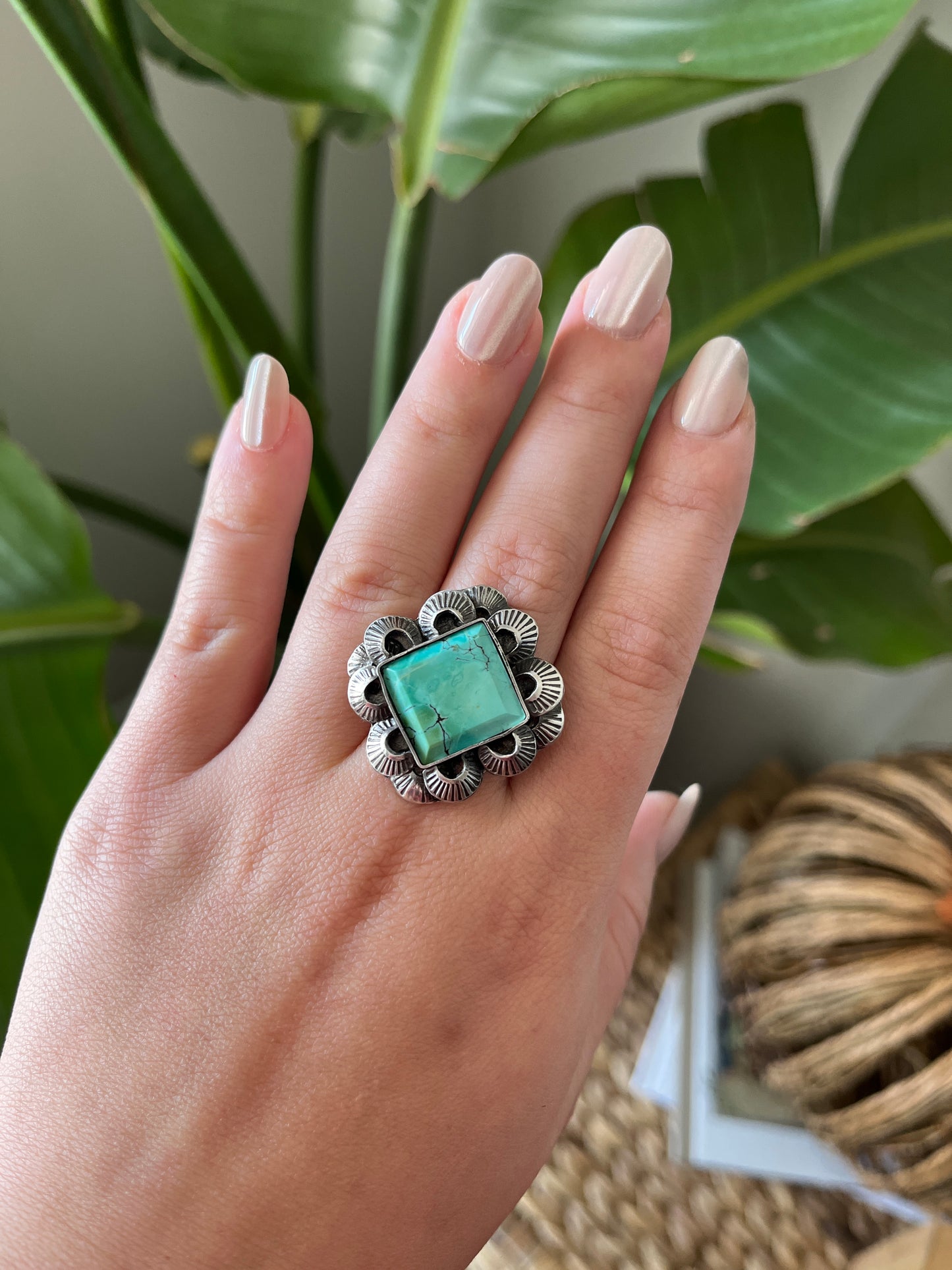 Scalloped Turquoise Ring (Sz. 9.5)