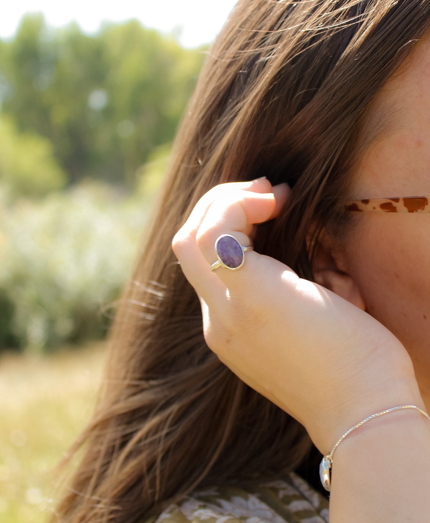 Simple Charoite Ring (size 6)