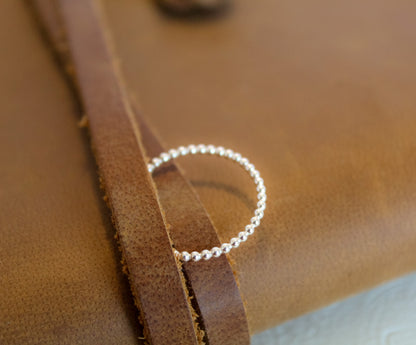 Beaded Silver Stackable Ring