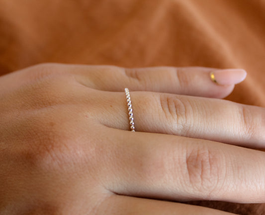 Beaded Silver Stackable Ring