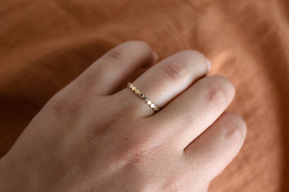 Flat Beaded Gold Stackable Ring