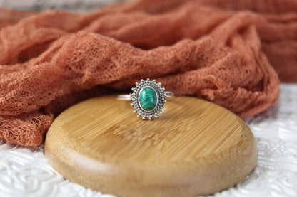 Malachite Sunburst Ring (Sz.9)