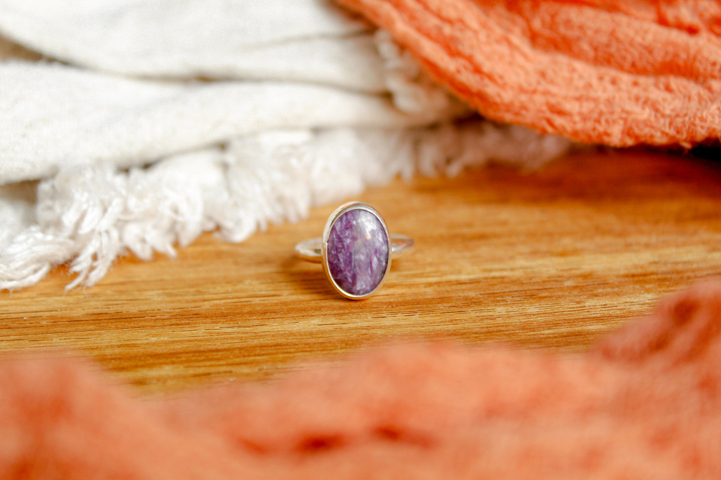 Simple Charoite Ring (size 6)