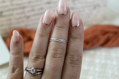 Flat twisted Silver Stackable Ring