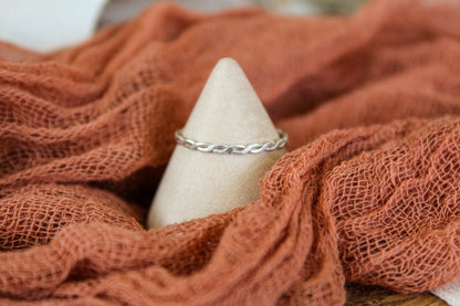 Flat twisted Silver Stackable Ring