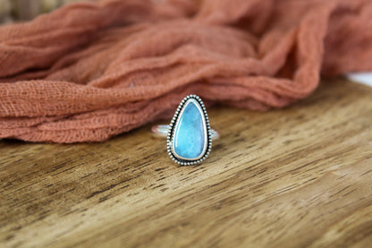 Beaded Larimar Ring (Sz.8)