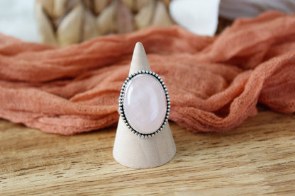 Beaded Rose Quartz Ring (Sz.10.5)