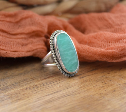 Beaded Amazonite ring (Sz. 10.5)