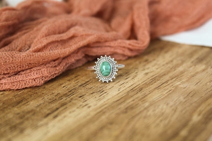 Malachite Sunburst Ring (Sz.9)