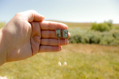 Pearl drop turquoise studs