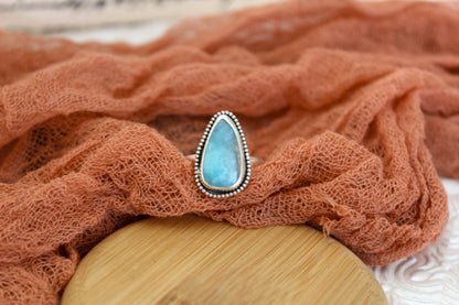 Beaded Larimar Ring (Sz.8)