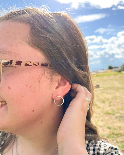 Silver Round Beaded studs